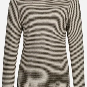 Topp långärm slimfit YUMMY-2 svart/beige randig