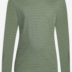 Topp långärm slimfit YUMMY-2 ljus/mörkgrön randig
