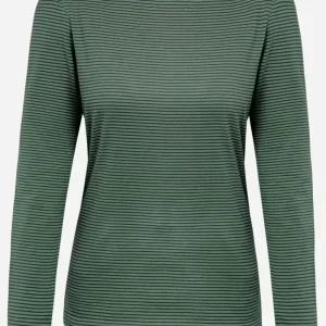 Topp långärm slimfit YUMMY-2 mörkgrön/svart randig